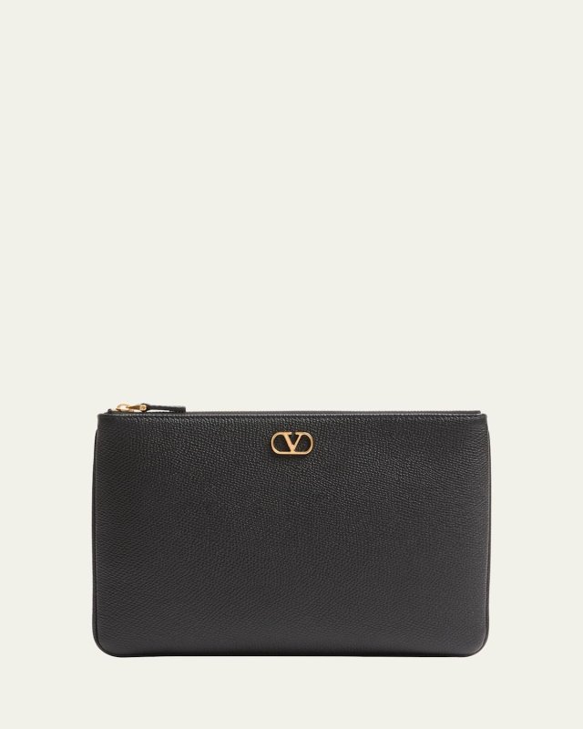 Medium VLOGO Leather Flat Pouch Bag